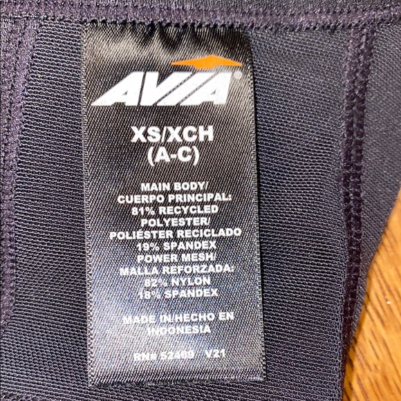 XS Avia Front Close A B C Cup Black Sport Bra Zipper Front Mesh High Support NWT - Picture 5 of 14